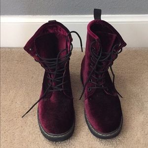 Velvet Burgundy Boots
